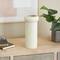 12" White & Green Linear Patterns Round Decorative Ceramic Vase